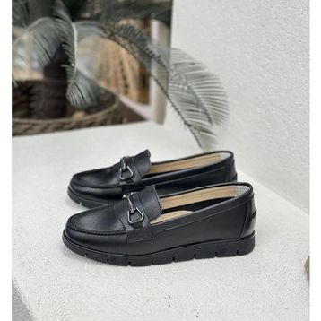 Venüs 24075604Y Siyah Deri Kadın Loafer Ayakkabı