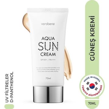 Verobene Aqua Sun Cream Su Bazlı Nemlendirici SPF50+ PA+++ Kore 70 ml Güneş Kremi