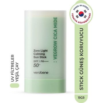 Verobene Vegrow Cica Mide Zero Light Sun Vegan Kore 19 gr SPF50 Yüksek Koruma Güneş Koruyucu Stick