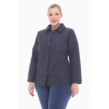 Vetre 1030 Lacivert Polo Yaka Büyük Beden Kadın Mont