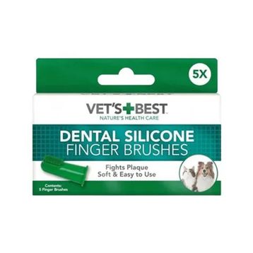 Vet's Best 5x5.5 cm Yeşil Kedi ve Köpekler için Silikon Başlıklı Parmak Diş Fırçası