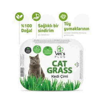 Vet's Plus Tüy Yumaklarına Karşı %100 Doğal Fileli Kedi Çimi