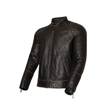 Vexo Vintage Siyah Deri Motosiklet Montu