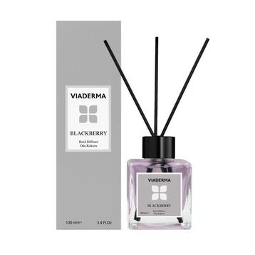 Viaderma 100 ml Kare Şişe Böğürtlen Esansı Bambu Çubuklu Oda Kokusu