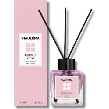 Viaderma 100 ml Kare Şişe BubbleGum Esansı Bambu Çubuklu Oda Kokusu