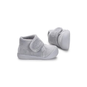 Vicco 959.E19K.445 Gri Renk Cırt Cırtlı Yarım Bilek Boy İlk Adım Bebek Panduf