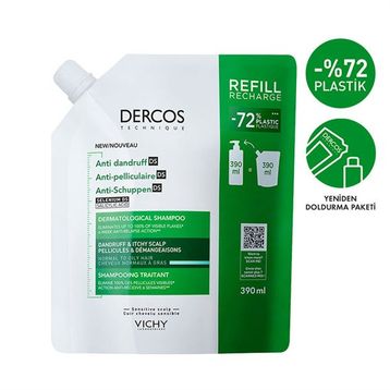Vichy Dercos Anti-Dandruff Normal ve Yağlı Saçlar İçin Refill 390 ml Kepek Karşıtı Bakım Şampuanı