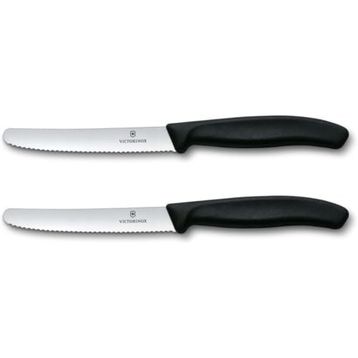 Victorinox 6.7833.B 11 cm Siyah 2'li Tırtıklı Blisterli Domates ve Sofra Bıçağı