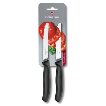 Victorinox 6.7833.B 11 cm Siyah 2'li Tırtıklı Blisterli Domates ve Sofra Bıçağı