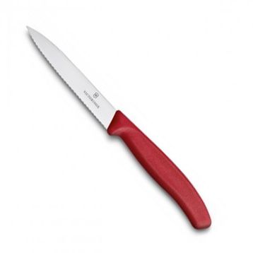 Victorinox Sivri Uçlu Tırtıklı 10 cm Kırmızı Soyma Bıçağı