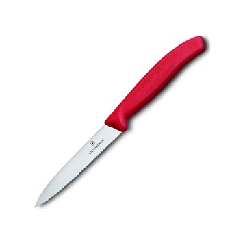 Victorinox Sivri Uçlu Tırtıklı 10 cm Kırmızı Soyma Bıçağı
