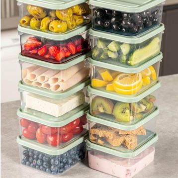 Vienev 350 ml Mint Buzdolabı Dondurucu Organizer Mikrodalga ve Difrize Uygun 12'li Saklama Kabı