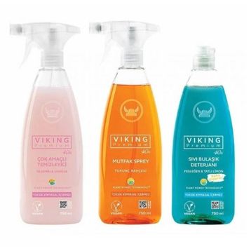 Viking Premium 3x750 ml Bulaşık Deterjanı + Çok Amaçlı Temizleyici + Mutfak Temizleyicisi