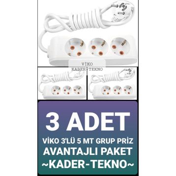 Viko 90113305 3'lü 5 m Grup Priz