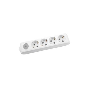 Viko 90117400 Multi-Led Anahtarlı Topraklı Çocuk Korumalı Klemensli BeyazDörtlü Grup Priz