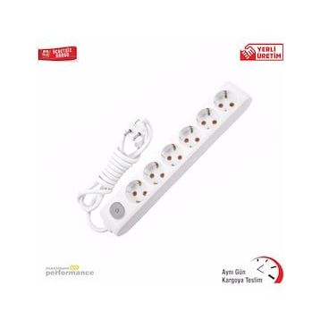 Viko 90117600 Multi-Let Altılı Grup Anahtarlı Topraklı Çocuk Korumalı Klemensli Priz