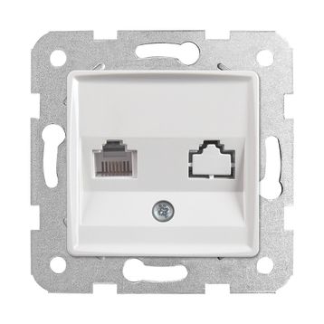 Viko 90440013 Rollina Linnera Rj11 Çerçeve Hariç Düğme Kapak Mekanizmalı Beyaz Nümeris Telefon Prizi