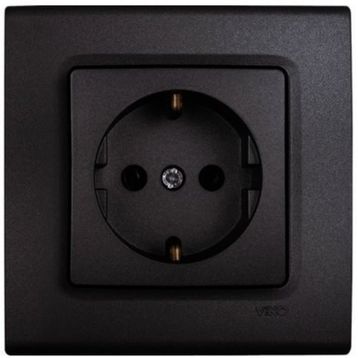 Viko 90444008 Lin Life Gece Siyahı Mek+Kapak Topraklı Priz