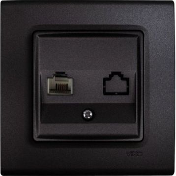 Viko 90444013 Lin Life Gece Siyahı Cat3 Mek+Kapak Tekli Nümeris Anahtar