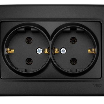 Viko 90444056 Lin Life Gece Siyahı Mek+Kapak 2'li Topraklı Priz