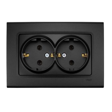 Viko 90444056 Lin Life Gece Siyahı Mek+Kapak 2'li Topraklı Priz