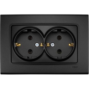 Viko 90444056 Lin Life Gece Siyahı Mek+Kapak 2'li Topraklı Priz