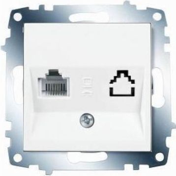 Viko 90967035 Meridian Karre Rj45-Cat5E-Rj11 Çerçeve Hariç Düğme Kapak Mekanizmalı Beyaz Data Telefon Prizi