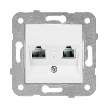 Viko 90967035 Meridian Karre Rj45-Cat5E-Rj11 Çerçeve Hariç Düğme Kapak Mekanizmalı Beyaz Data Telefon Prizi