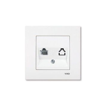 Viko 90967035 Meridian Karre Rj45-Cat5E-Rj11 Çerçeve Hariç Düğme Kapak Mekanizmalı Beyaz Data Telefon Prizi