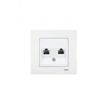 Viko 90967235 Meridian Karre Rj45 Cat5E Rj11 Çerçeve Hariç Düğme Kapak Mekanizmalı Krem Data-Nümeris Telefon Prizi