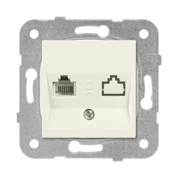 Viko 90967235 Meridian Karre Rj45 Cat5E Rj11 Çerçeve Hariç Düğme Kapak Mekanizmalı Krem Data-Nümeris Telefon Prizi