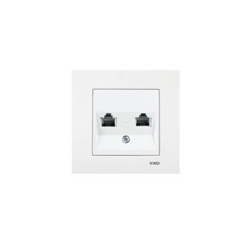 Viko 90967235 Meridian Karre Rj45 Cat5E Rj11 Çerçeve Hariç Düğme Kapak Mekanizmalı Krem Data-Nümeris Telefon Prizi