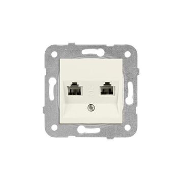 Viko 90967235 Meridian Karre Rj45 Cat5E Rj11 Çerçeve Hariç Düğme Kapak Mekanizmalı Krem Data-Nümeris Telefon Prizi