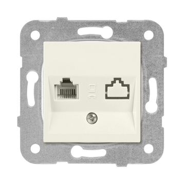 Viko 90967235 Meridian Karre Rj45 Cat5E Rj11 Çerçeve Hariç Düğme Kapak Mekanizmalı Krem Data-Nümeris Telefon Prizi