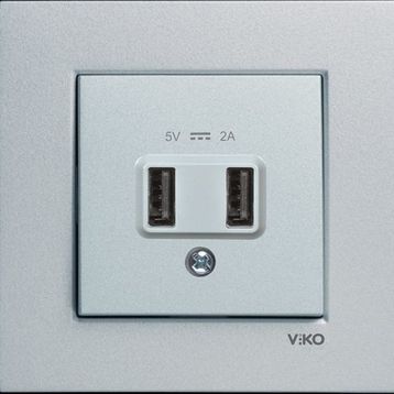 Viko 92605009 Artline Novella Gümüş Usb Şarj Prizi 5V 2A Çerçevesiz Duvar Anahtarı