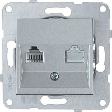 Viko 92605032 Gümüş Novella Nümeris RJ11 Telefon Priz Kapağı