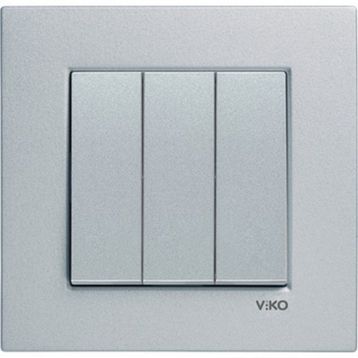 Viko 92605068 Artline Novella Gümüş Üçlü Çerçevesiz Duvar Anahtarı