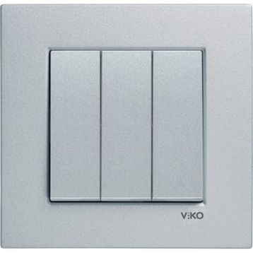 Viko 92605068 Artline Novella Gümüş Üçlü Çerçevesiz Duvar Anahtarı