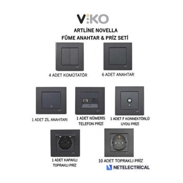 Viko 92605411 Artline Novella Füme Hdmi Konnektör Prizi Çerçevesiz Duvar Anahtarı