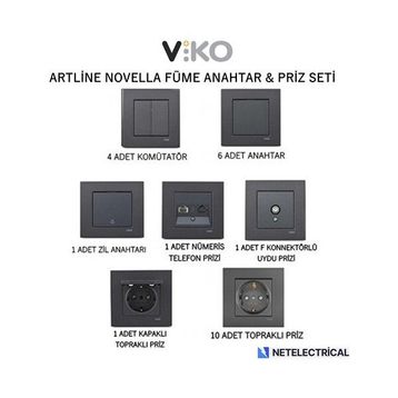 Viko 92605411 Artline Novella Füme Hdmi Konnektör Prizi Çerçevesiz Duvar Anahtarı