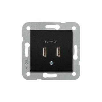 Viko 92605509 Artline Novella Siyah USB Şarj Prizi 5V 2A Çerçevesiz Duvar Anahtarı