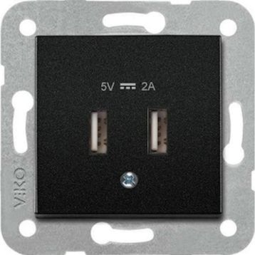 Viko 92605509 Artline Novella Siyah USB Şarj Prizi 5V 2A Çerçevesiz Duvar Anahtarı