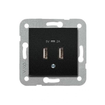 Viko 92605509 Artline Novella Siyah USB Şarj Prizi 5V 2A Çerçevesiz Duvar Anahtarı