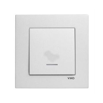 Viko Artline Novella Çerçeveli Metalik Beyaz Işıklı Anahtar
