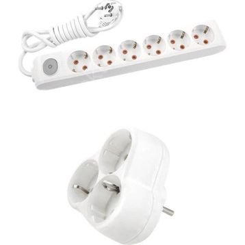 Viko Beyaz Set Multi-Let 3'lü Topraklı Çocuk Korumalı Grup Priz 3 Metre Kablo & 3'lü Yonca Fiş-Priz