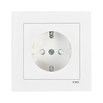Viko Karre 55 Beyaz Çarpma Karşıtı C1 Mekanizma Topraklı Priz