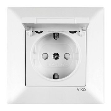 Viko Meridian Çocuk Korumalı Beyaz Kapaklı Topraklı Priz