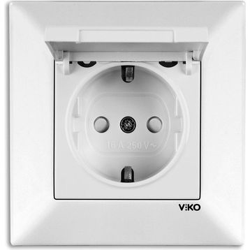 Viko Meridian Çocuk Korumalı Beyaz Kapaklı Topraklı Priz