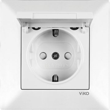 Viko Meridian Çocuk Korumalı Beyaz Kapaklı Topraklı Priz