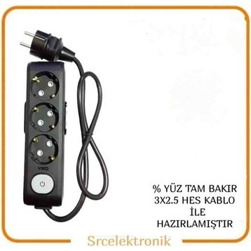 Viko Multi-Let 3'lü 3x2.5 25 m Öznur Kablo Tam Bakır Anahtarlı Topraklı Çocuk Korumalı Uzatma Grup Priz